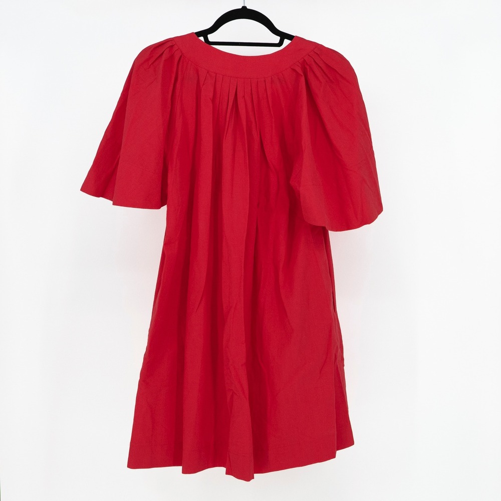 NEW Pomander Place Finley Cotton Flutter Short Sleeve V Neck Dress Red Large - Picture 4 of 4